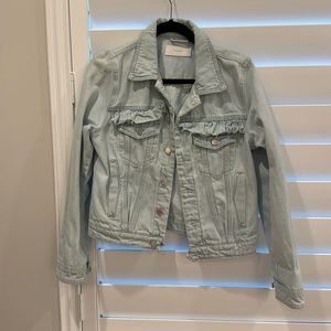 Light Blue Denim BlankNYC jacket with Ruffle detail. Size M.
